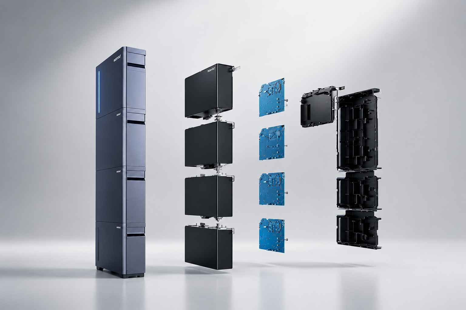 Indevolt PowerFlex 3000 BatteryFlex modular energy storage system exploded view