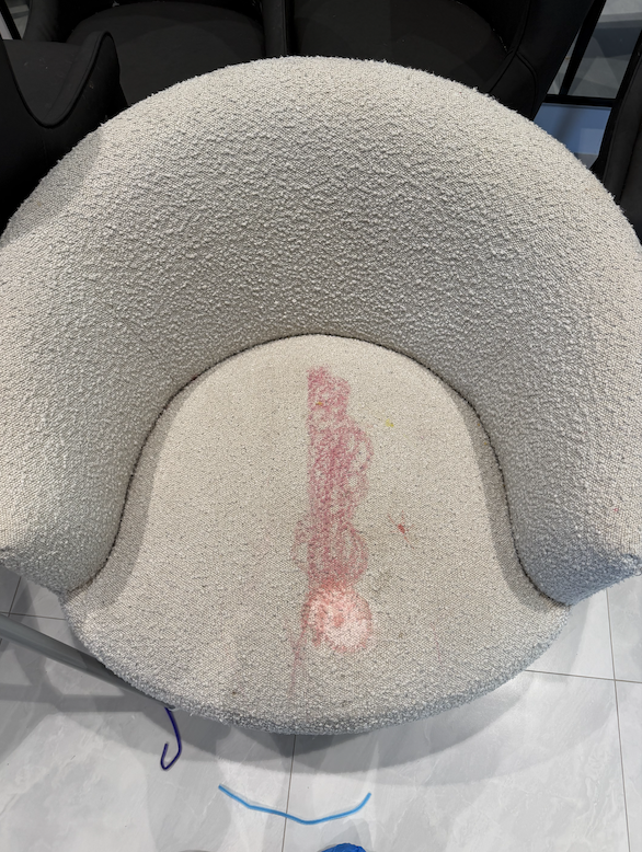 Upholstery before professional deep steam cleaning