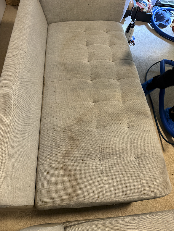 Before professional fabric sofa cleaning in Mosman Sydney