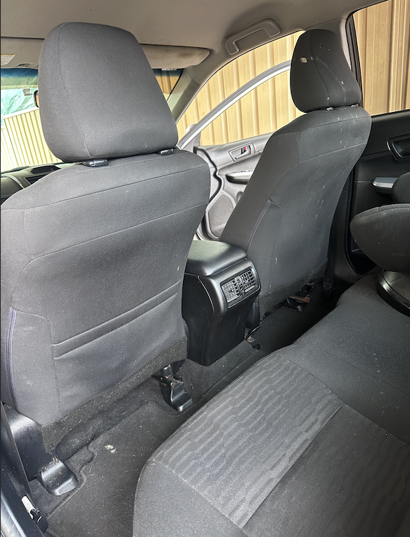 Before and after car upholstery cleaning by Mega Clean