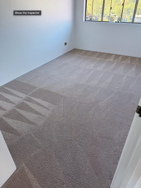 Before and after rental carpet steam cleaning by Mega Clean