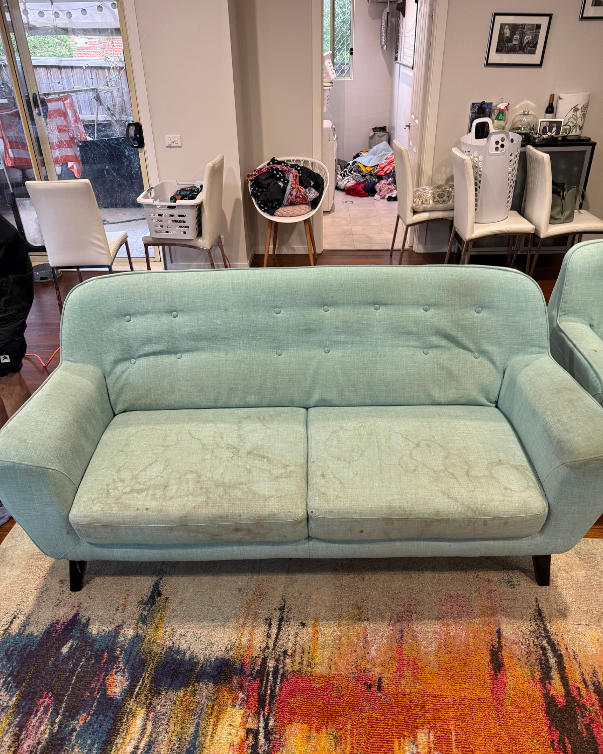 Before upholstery cleaning
