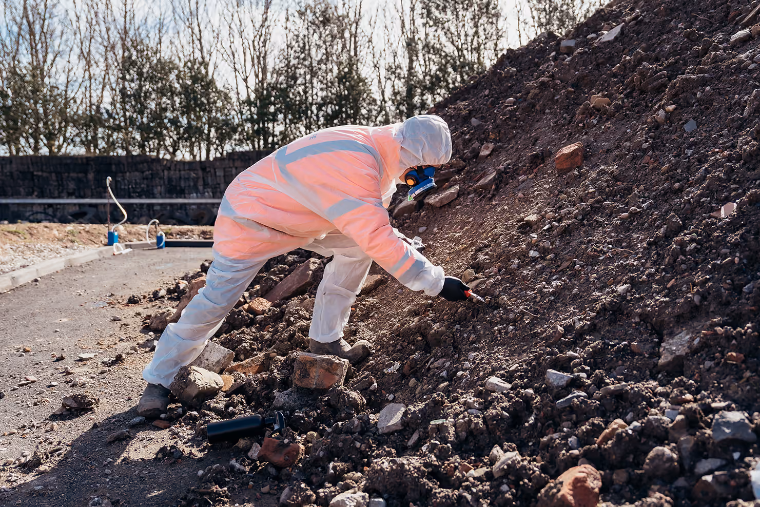 Man testing soil