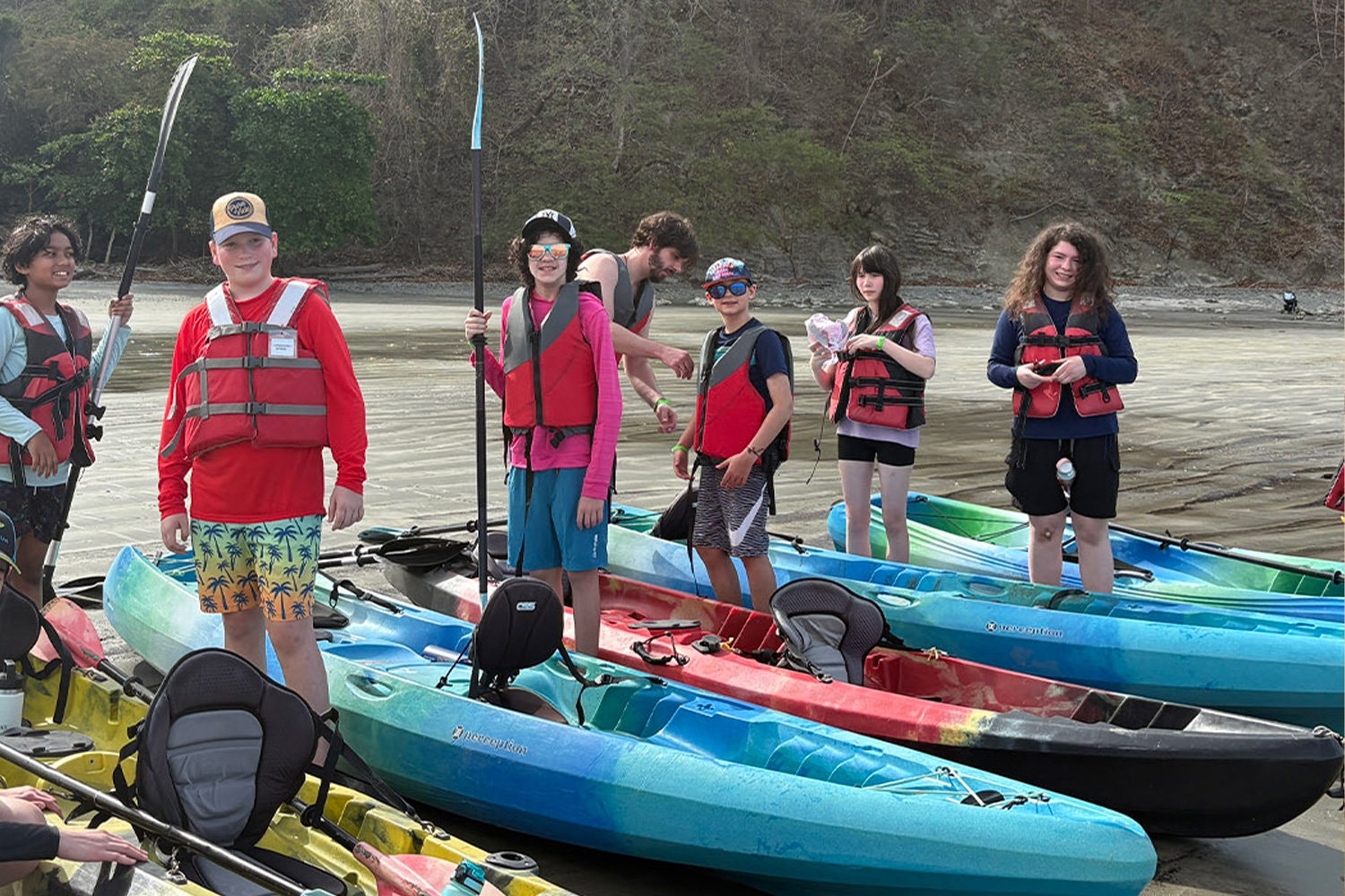Pine Street School students kayaking in Costa Rica