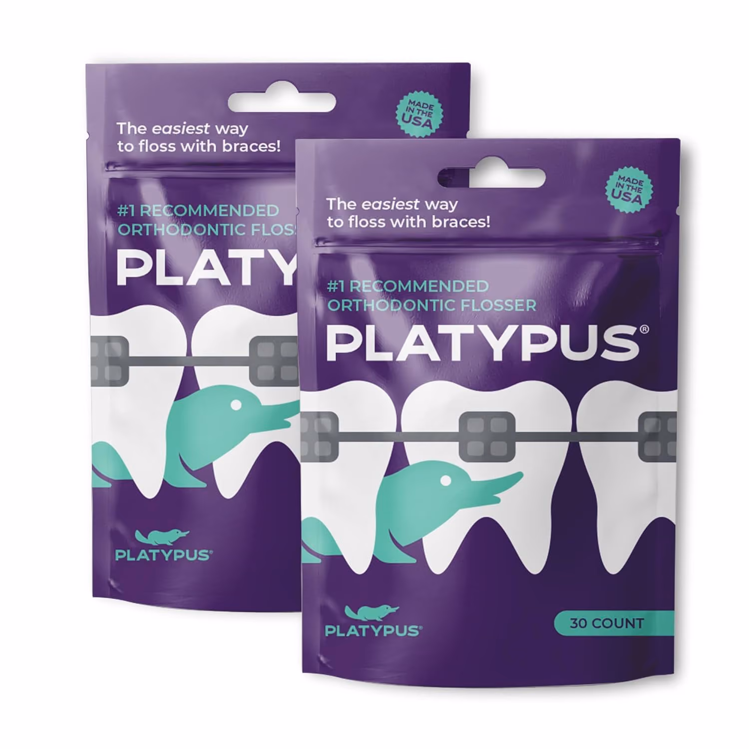 Platypus orthodontic flossers for braces