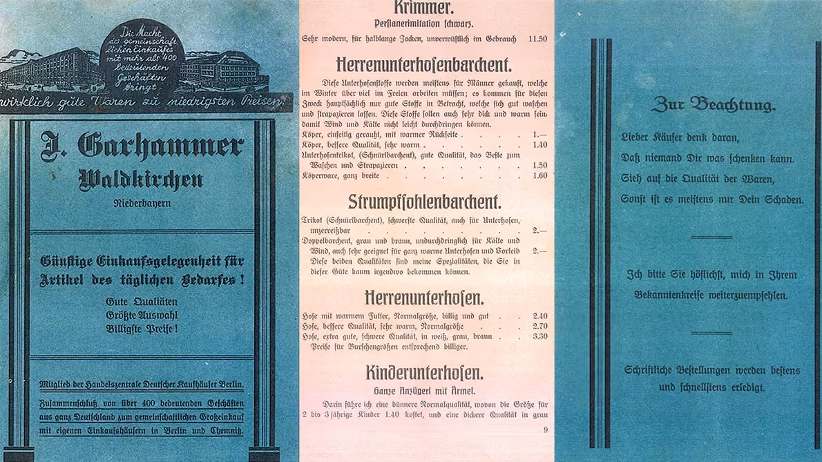 Herbst- und Winterprospekt von GARHAMMER aus dem Jahr 1928