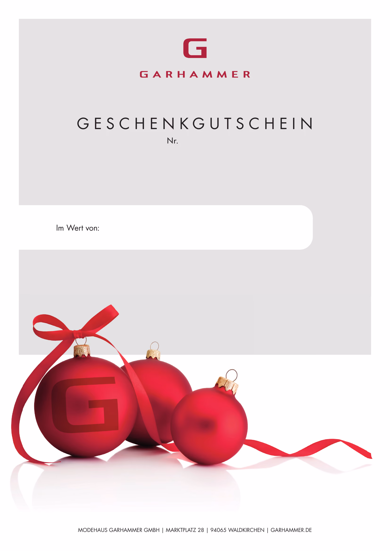 Gutschein-Motiv GARHAMMER Weihnachten ohne Personalisierung
