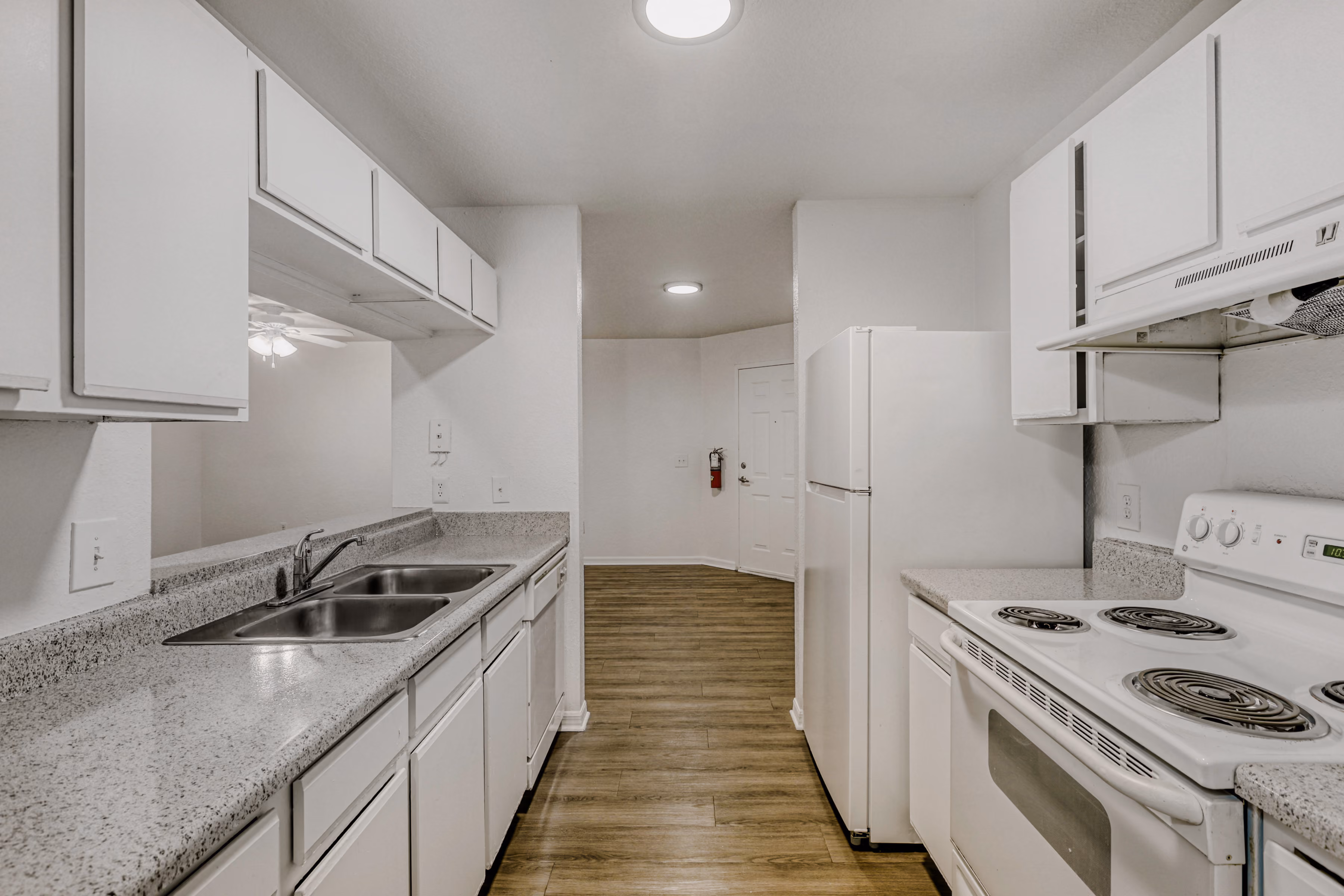 Kitchen with white cabinets