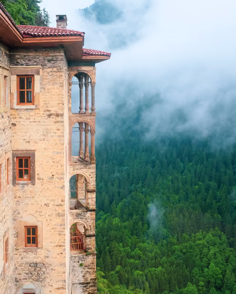 Sumela Monastery seen from the valley below