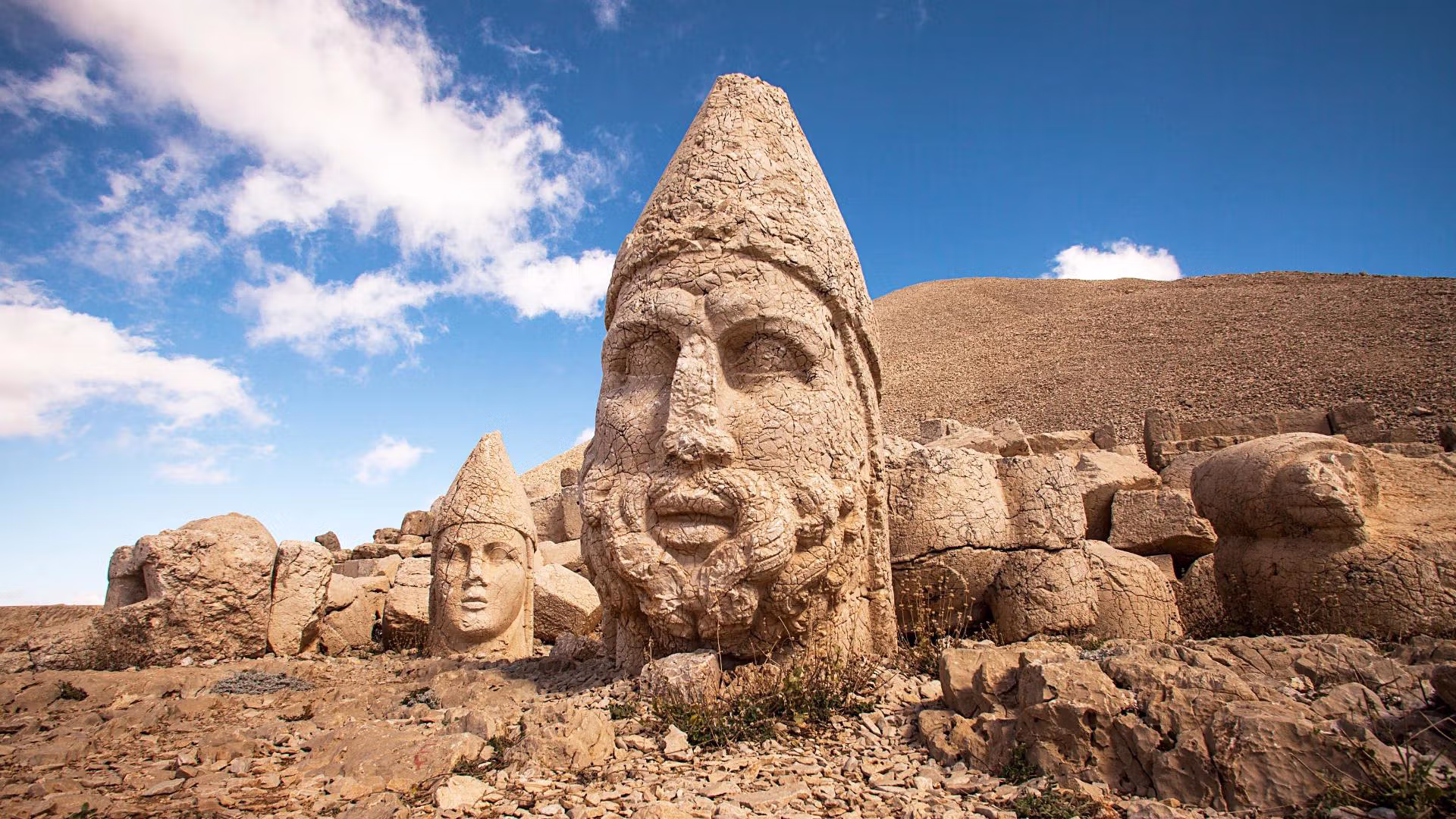 Stone statue heads on the summit of Mount Nemrut
