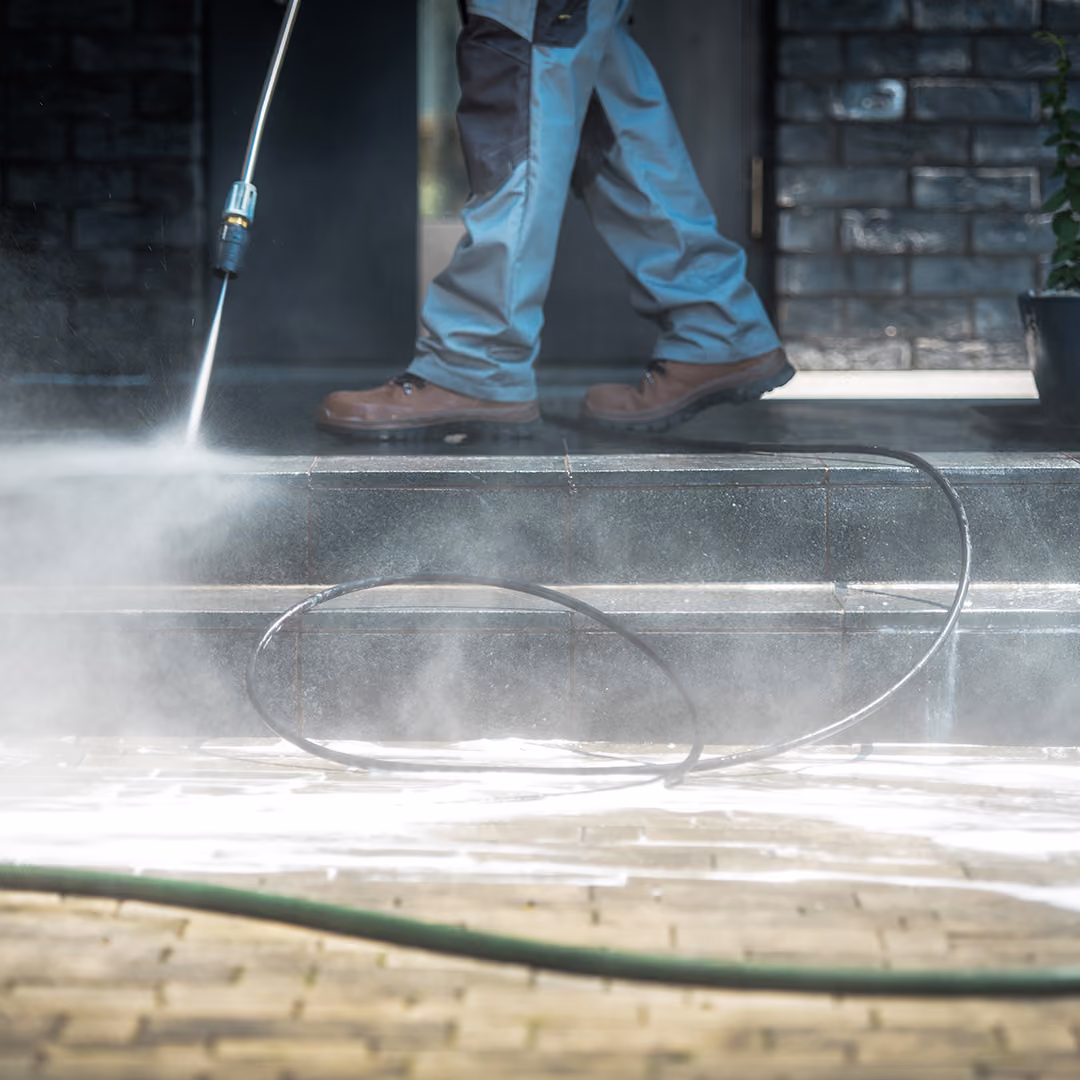 Professional porch pressure washing by First Responders Land Care