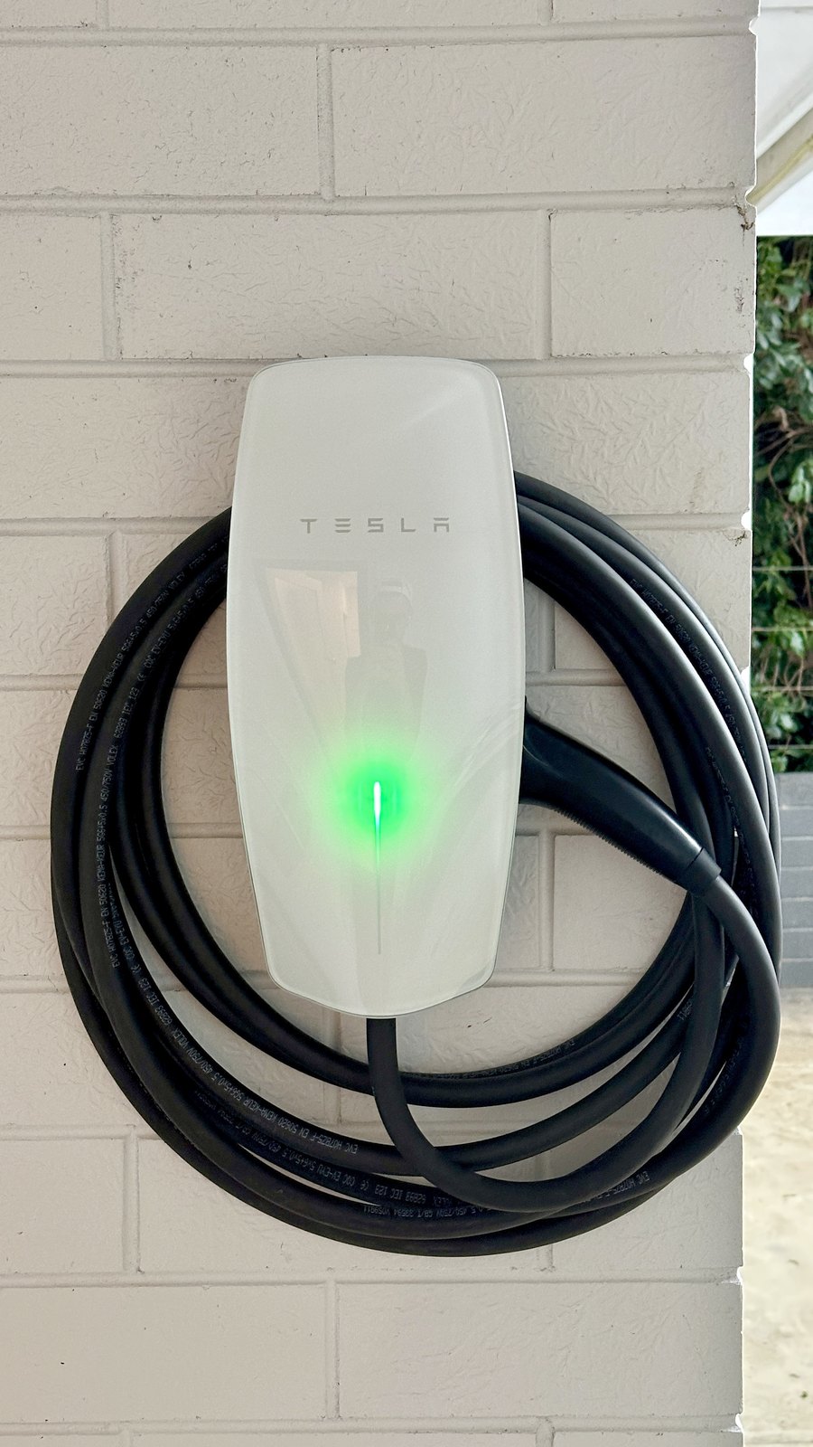 An EV charger installed at a home.