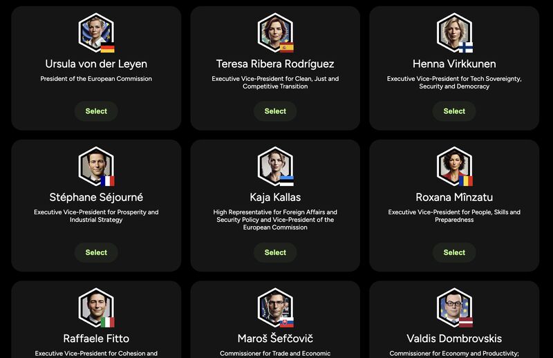 Speak with European Commissioner designates with AI - by The Right Street