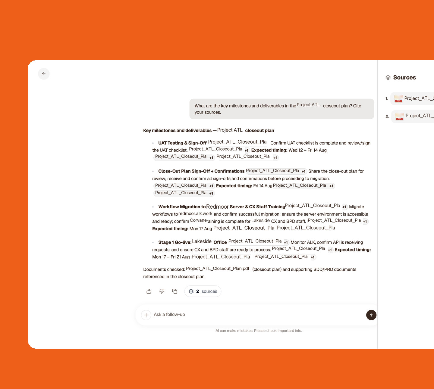 ALK Chat answering with numbered source citations