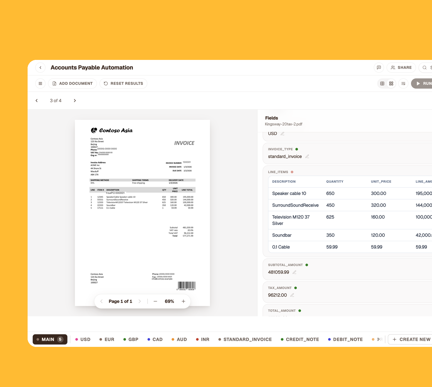ALK Workflows extracting invoice fields from supplier PDFs