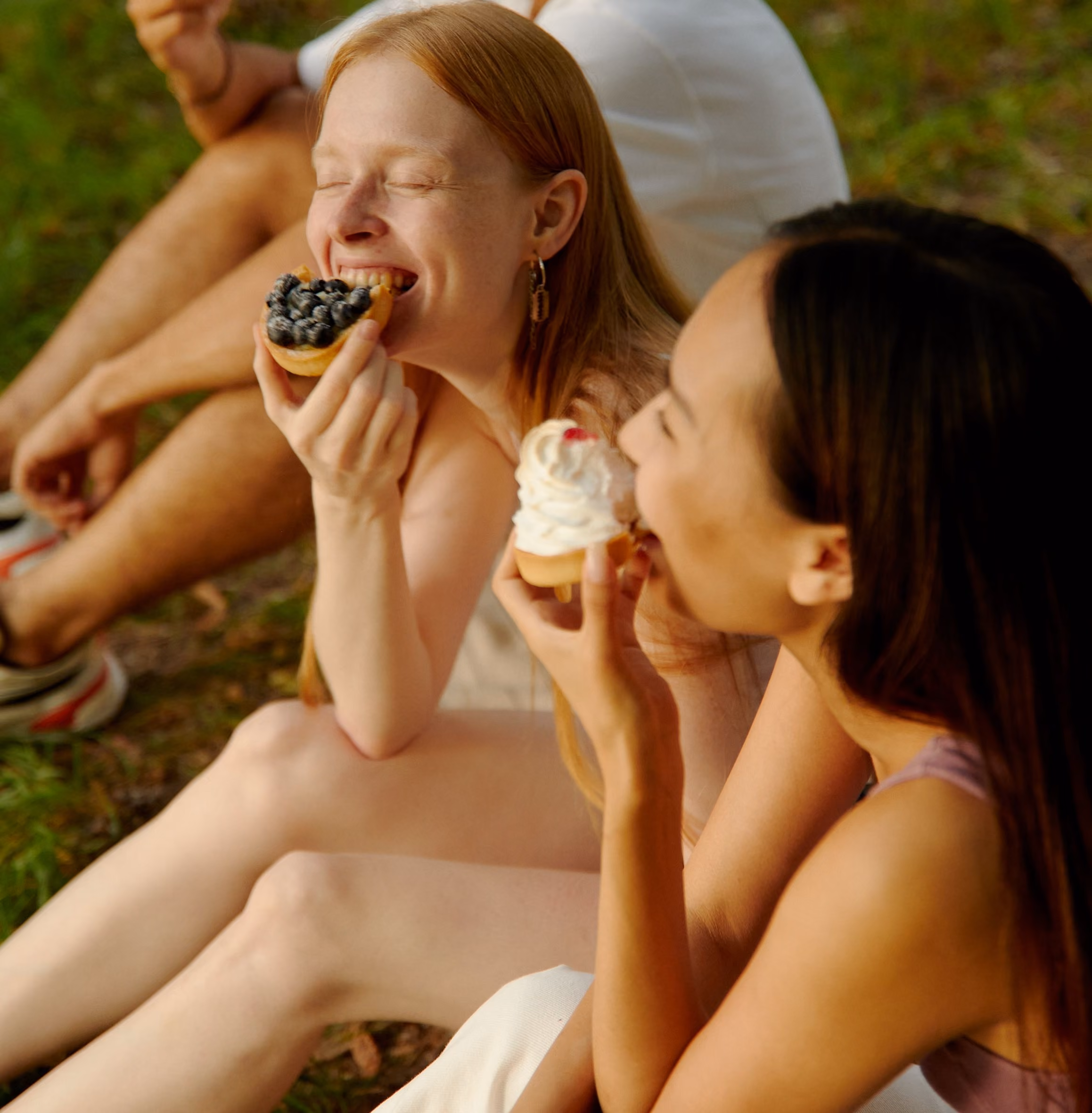 Friends eating stock photo