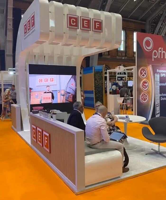 Custom exhibition stand designed and built by IMA Solutions