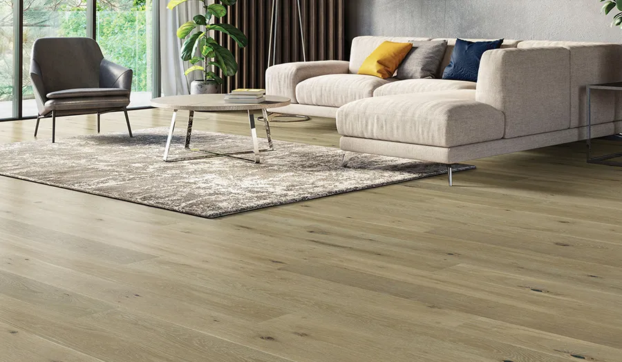 Palladio Barley French White Oak room scene.