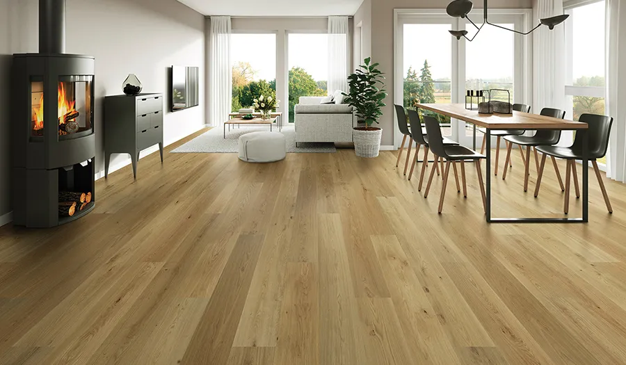 Symphony Legato French White Oak room scene.