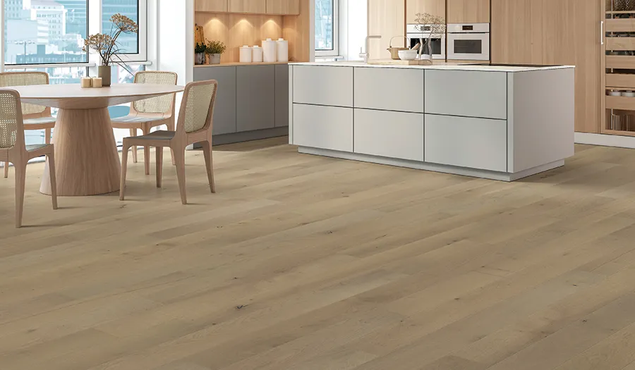 Artisano Bar Harbor French White Oak room scene.