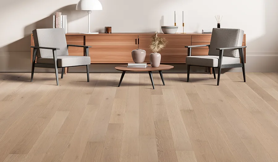 Artisano Sanibel French White Oak room scene.