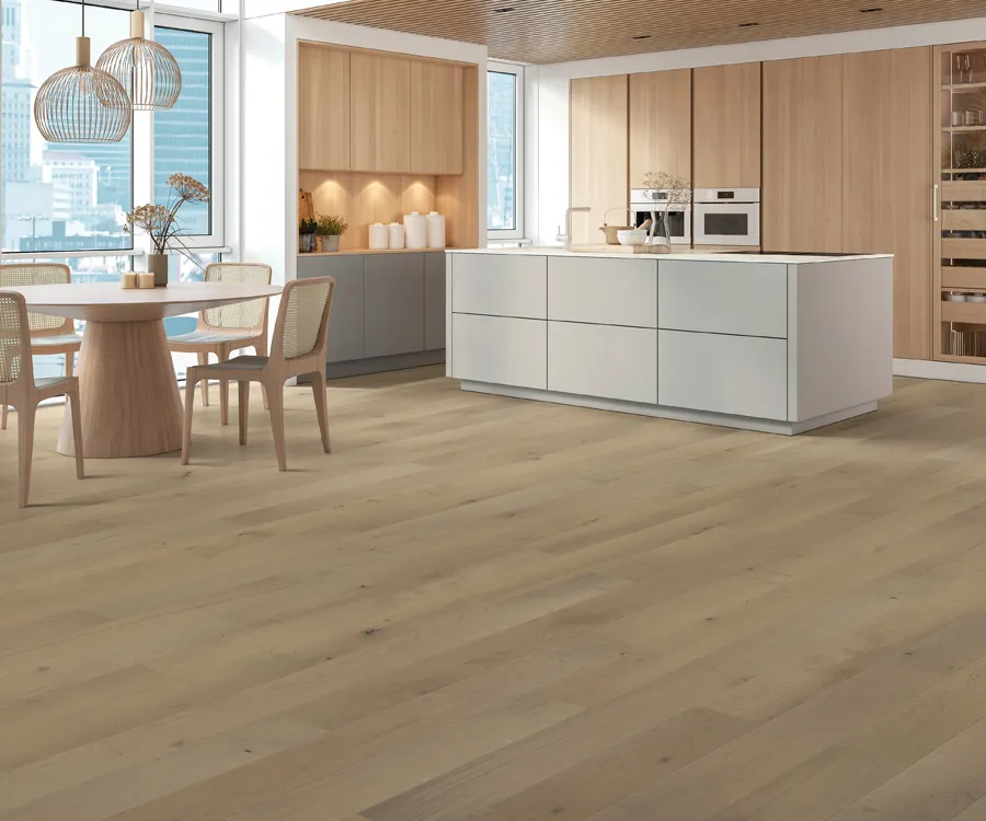Artisano Bar Harbor French White Oak installed room scene.