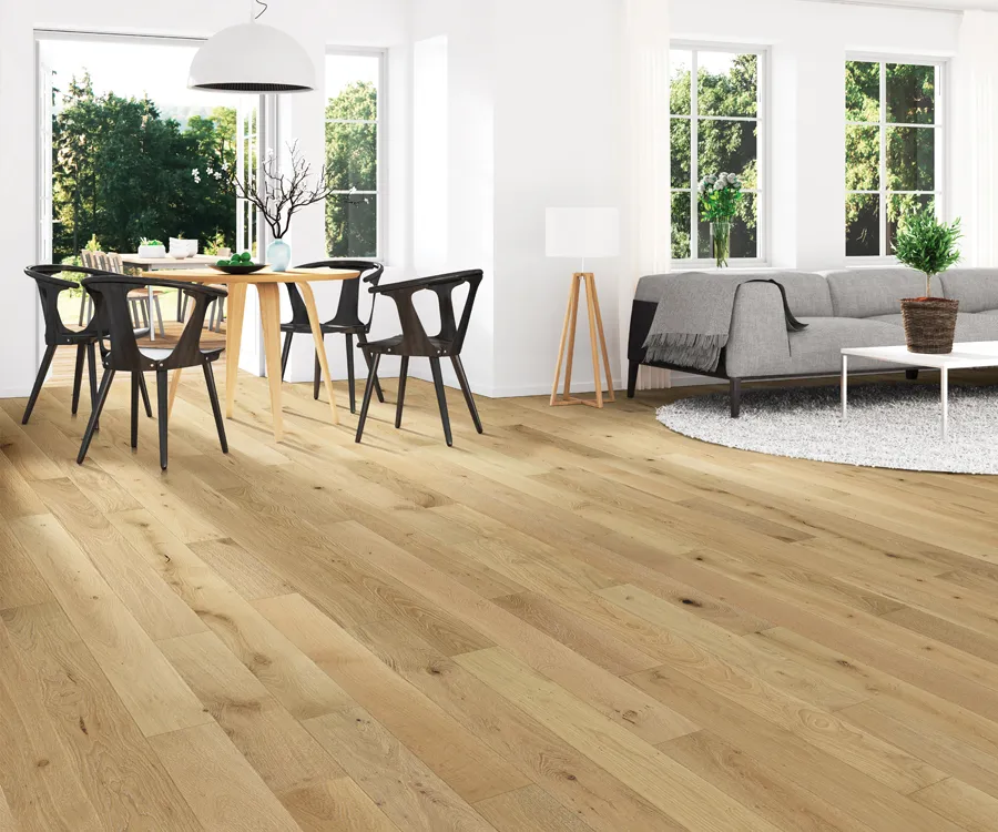 Artisano Carmel French White Oak installed room scene.