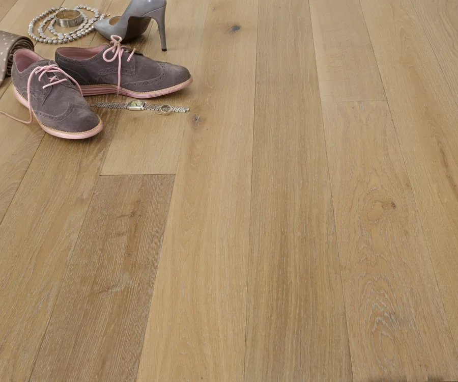 Artisano Carmel French White Oak installed room scene.