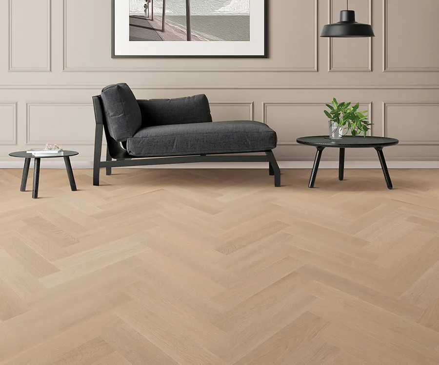 Artisano Sanibel Parquet installed room scene.