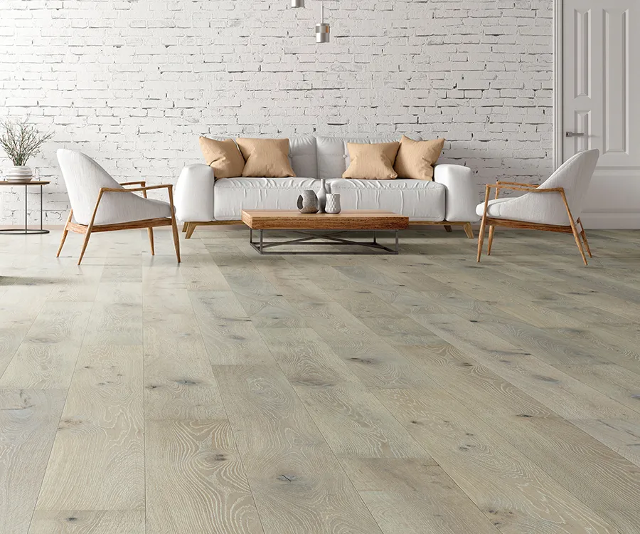 Palladio Beach French White Oak installed room scene.