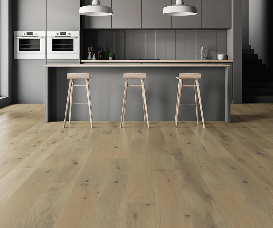 Palladio Driftwood French White Oak installed room scene.