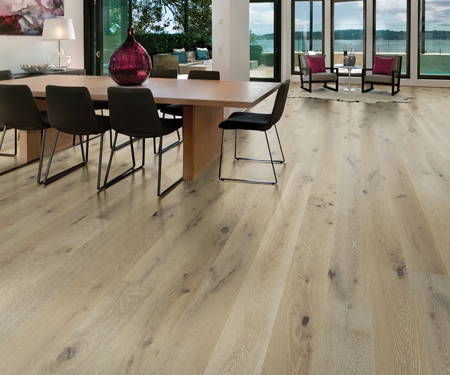 Palladio Beach French White Oak installed room scene.