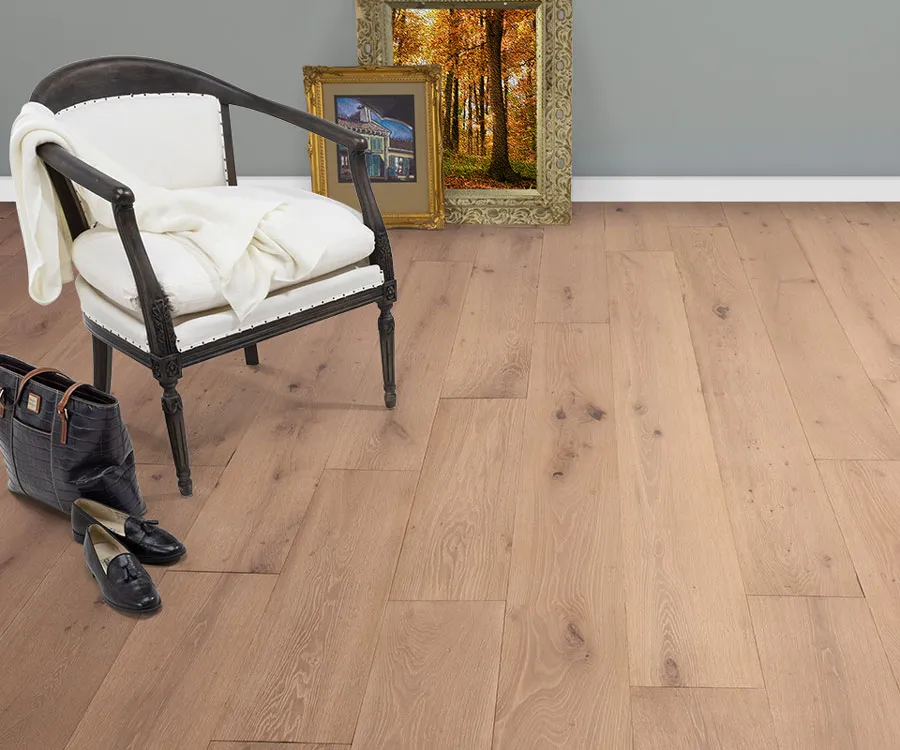 Palladio Beach French White Oak installed room scene.