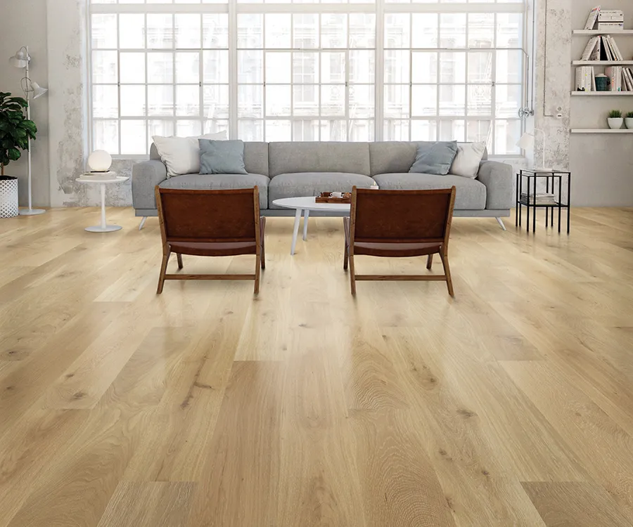 Palladio White Wash French White Oak installed room scene.
