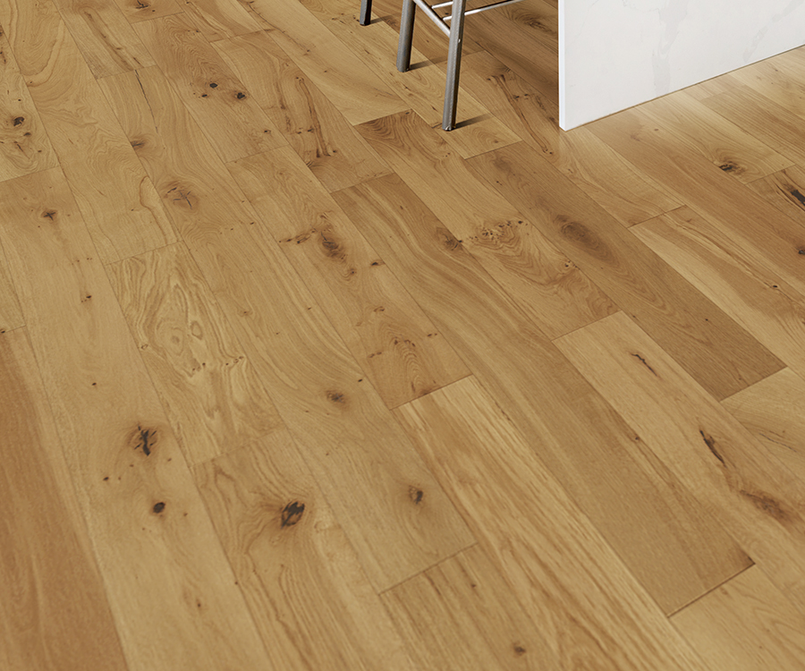 Valaire Navarre French White Oak plank installed room scene.