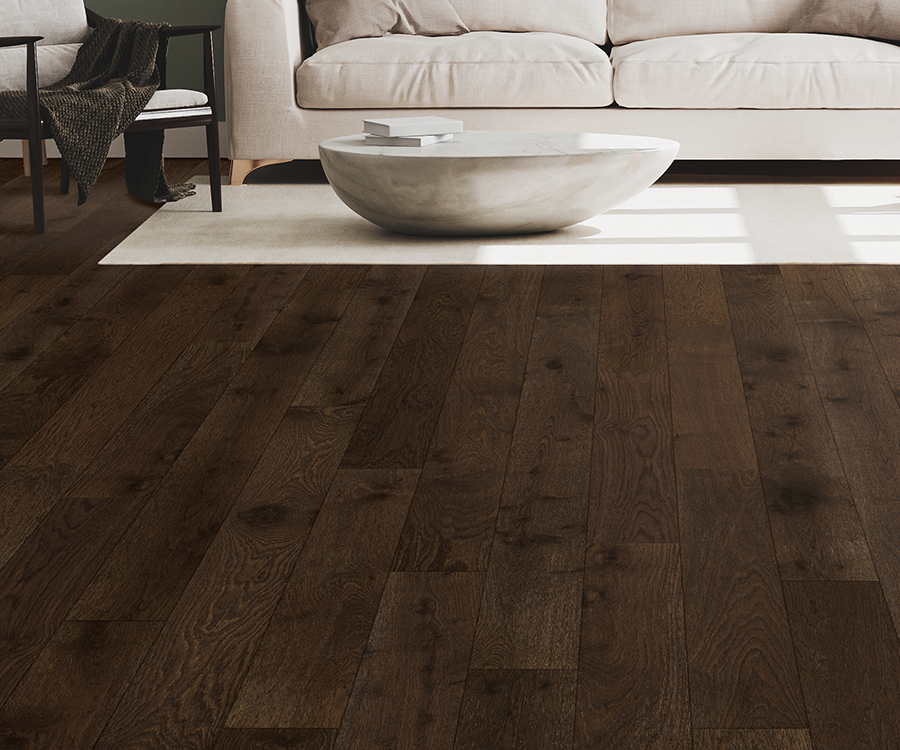 Valaire Picard French White Oak plank installed room scene.