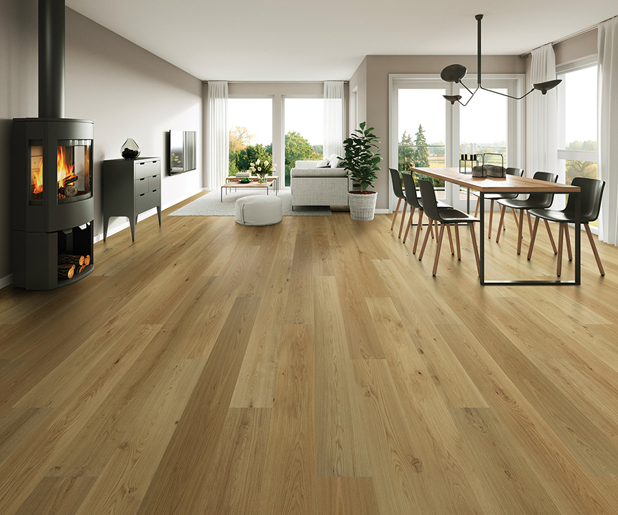 Symphony Legato French White Oak installed room scene.