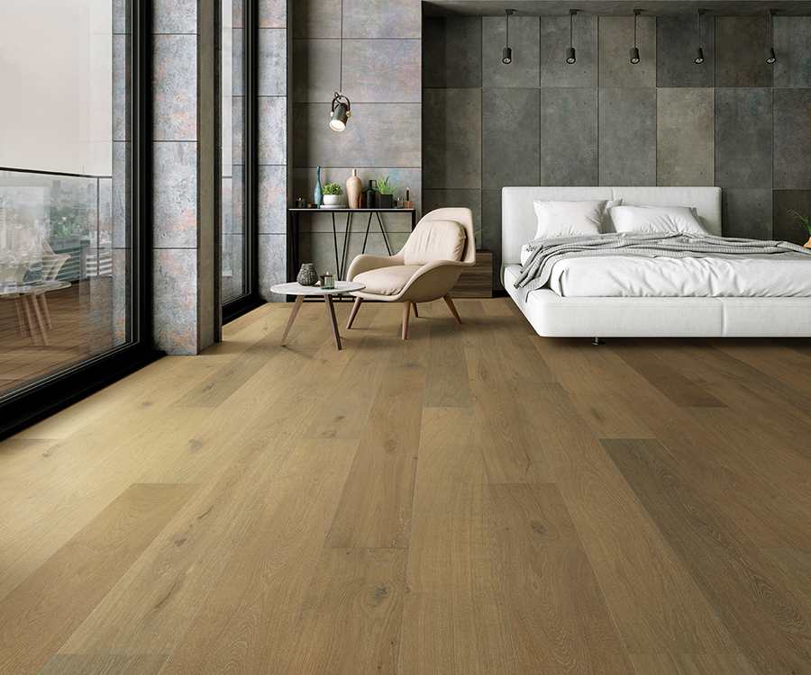 Symphony Allegro French White Oak installed room scene.