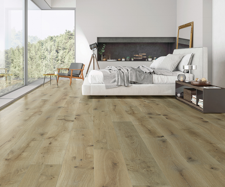 Symphony Rhapsody French White Oak installed room scene.