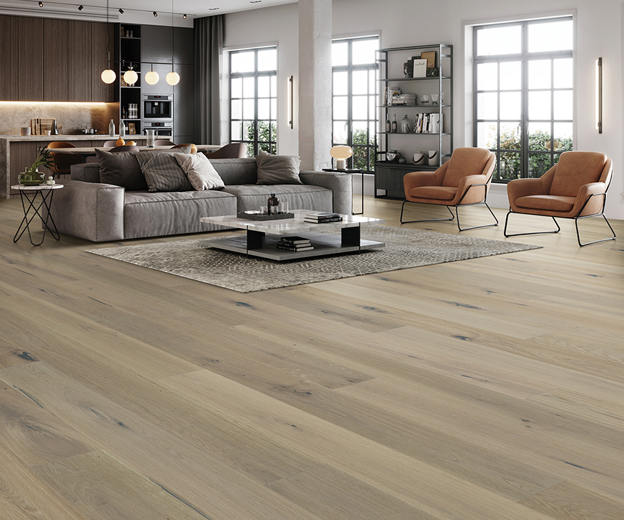 Symphony Leitmotif French White Oak installed room scene.