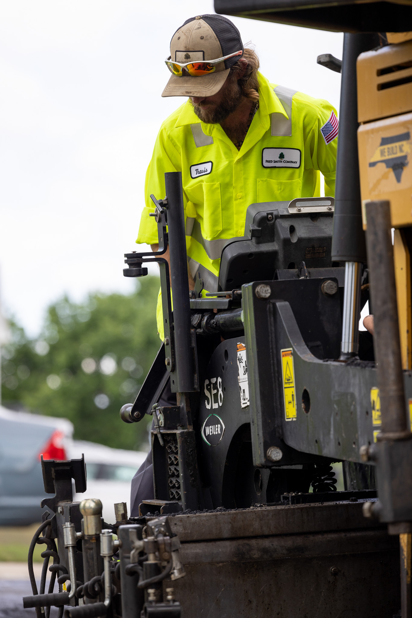 Asphalt paving project on a roadway