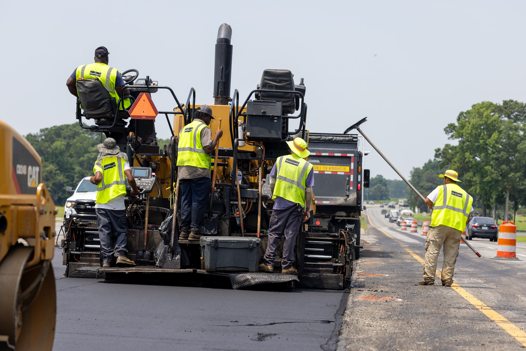 Aerial view of a highway construction project