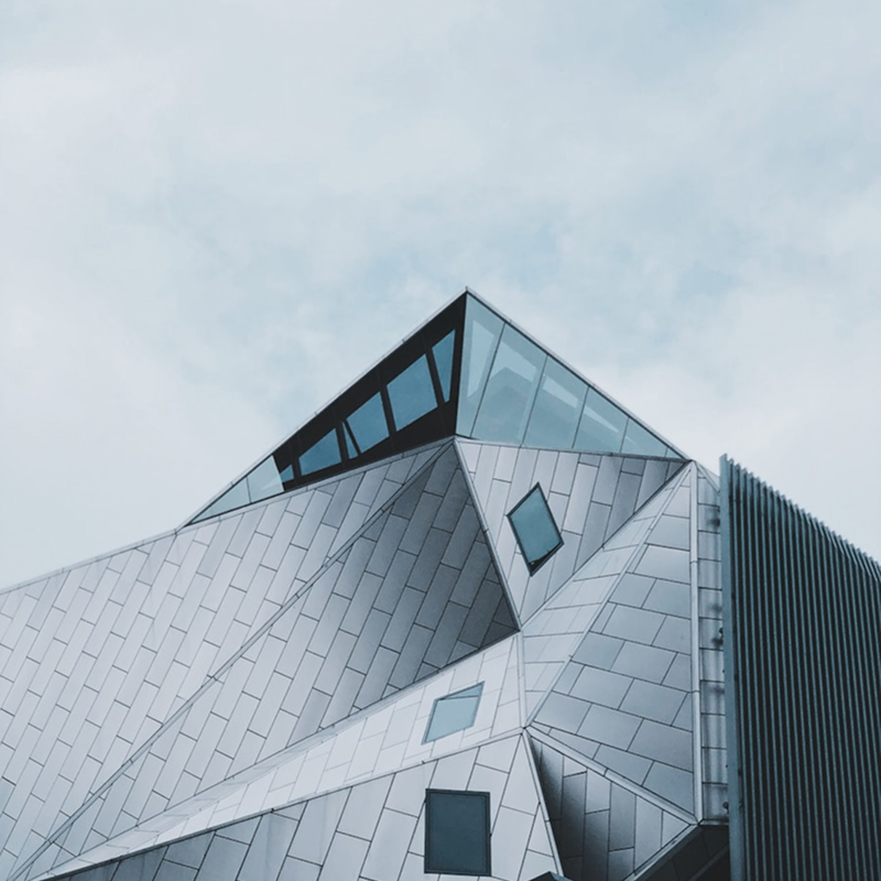 Parallelogram-shaped contemporary building exterior