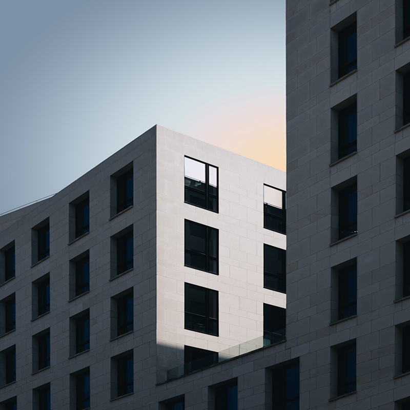 Exterior view of a contemporary office building