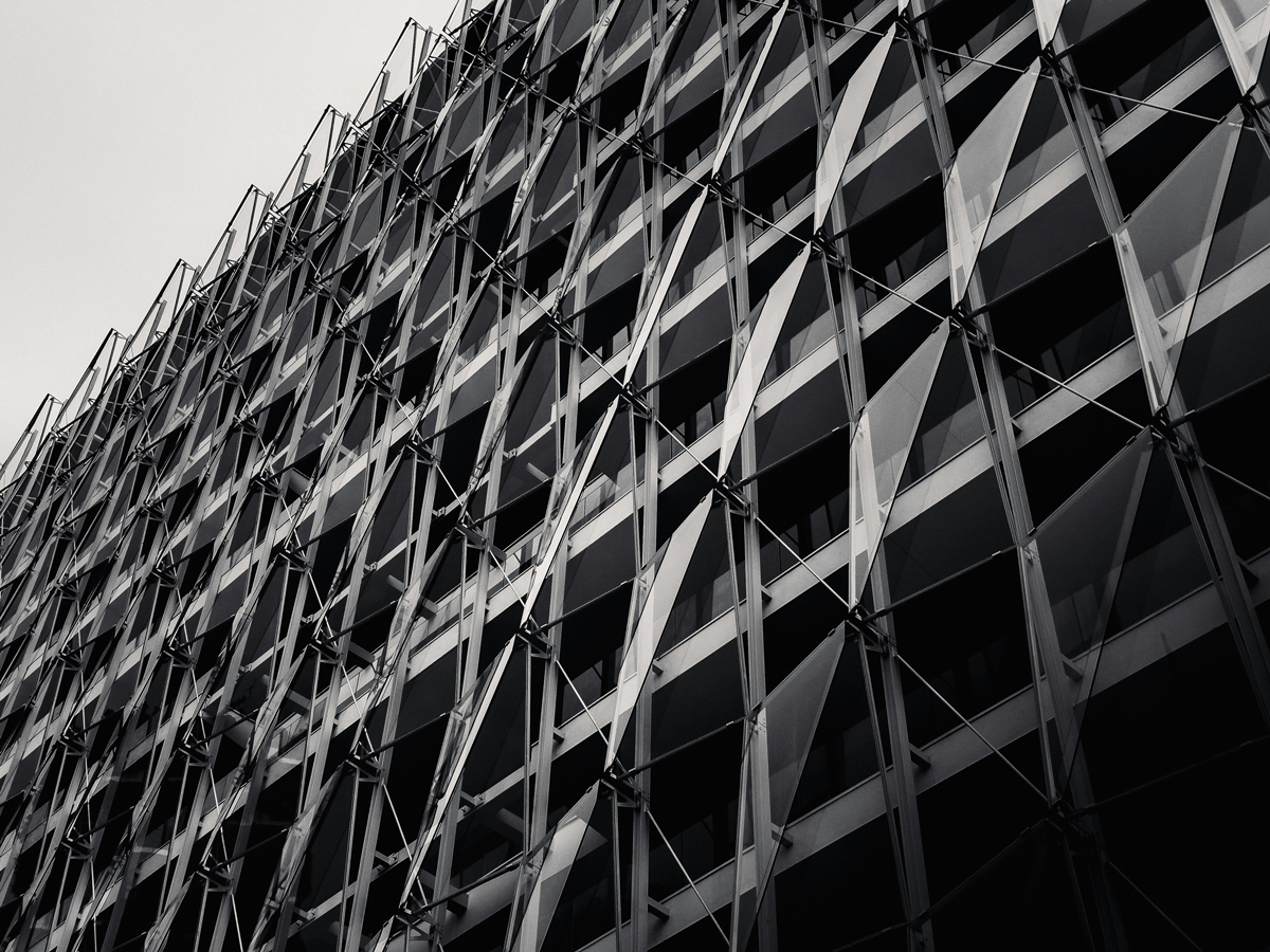 Abstract side perspective of a contemporary commercial building