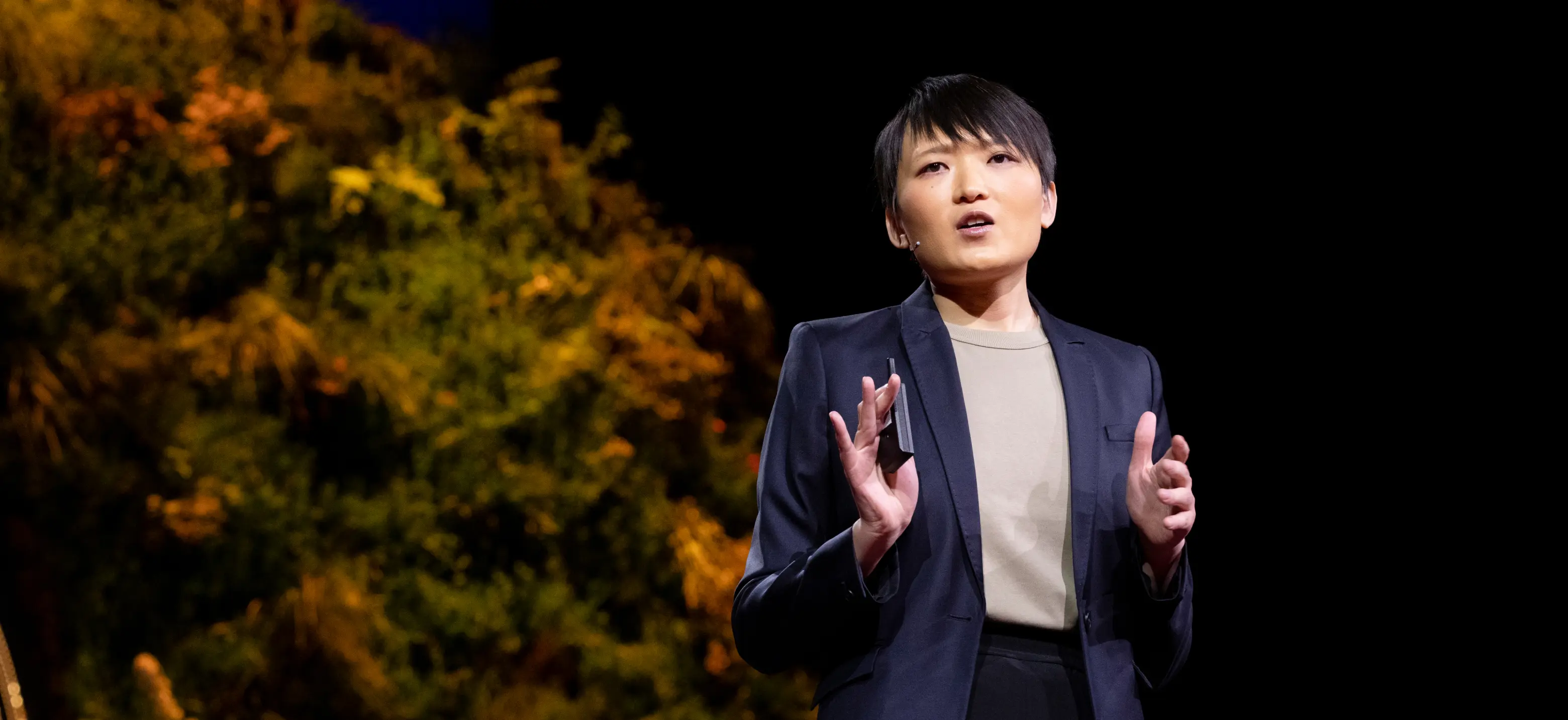 Person speaking on TED stage