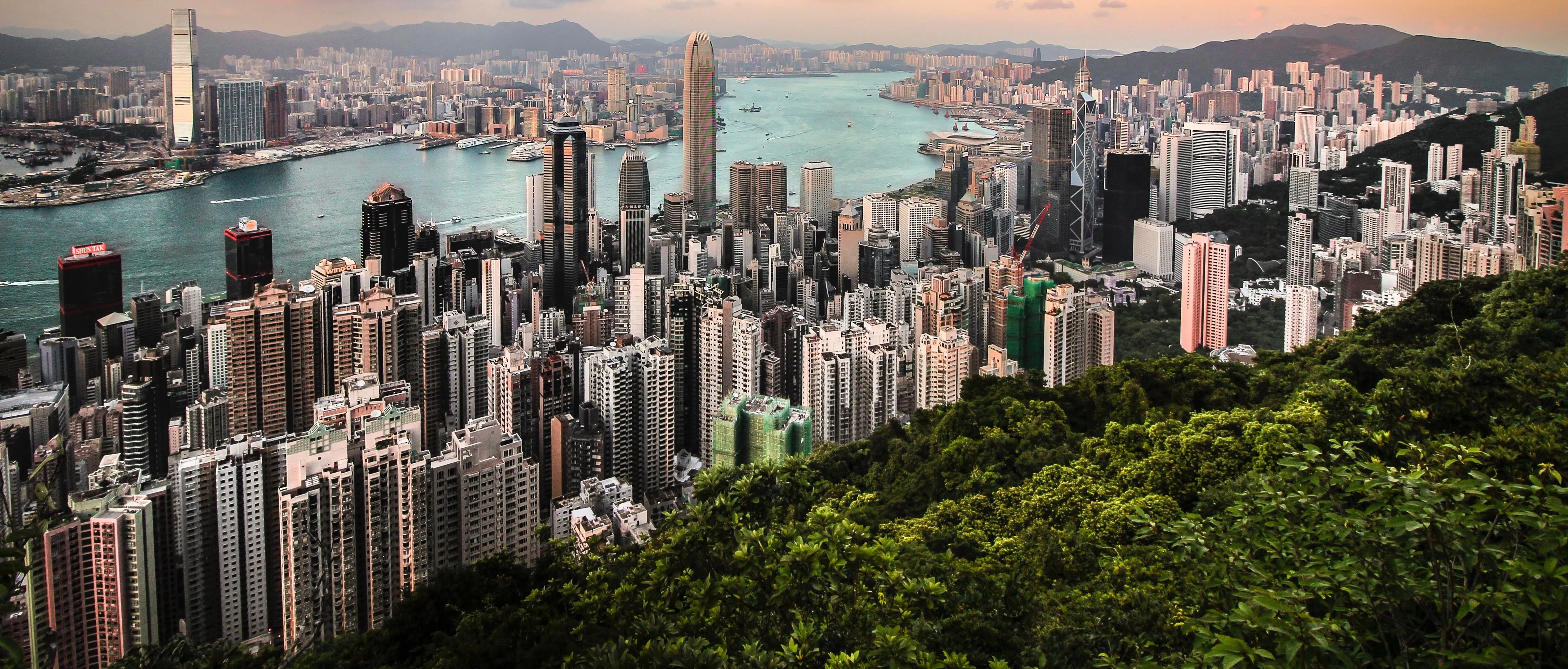 Aerial photo of a city skyline