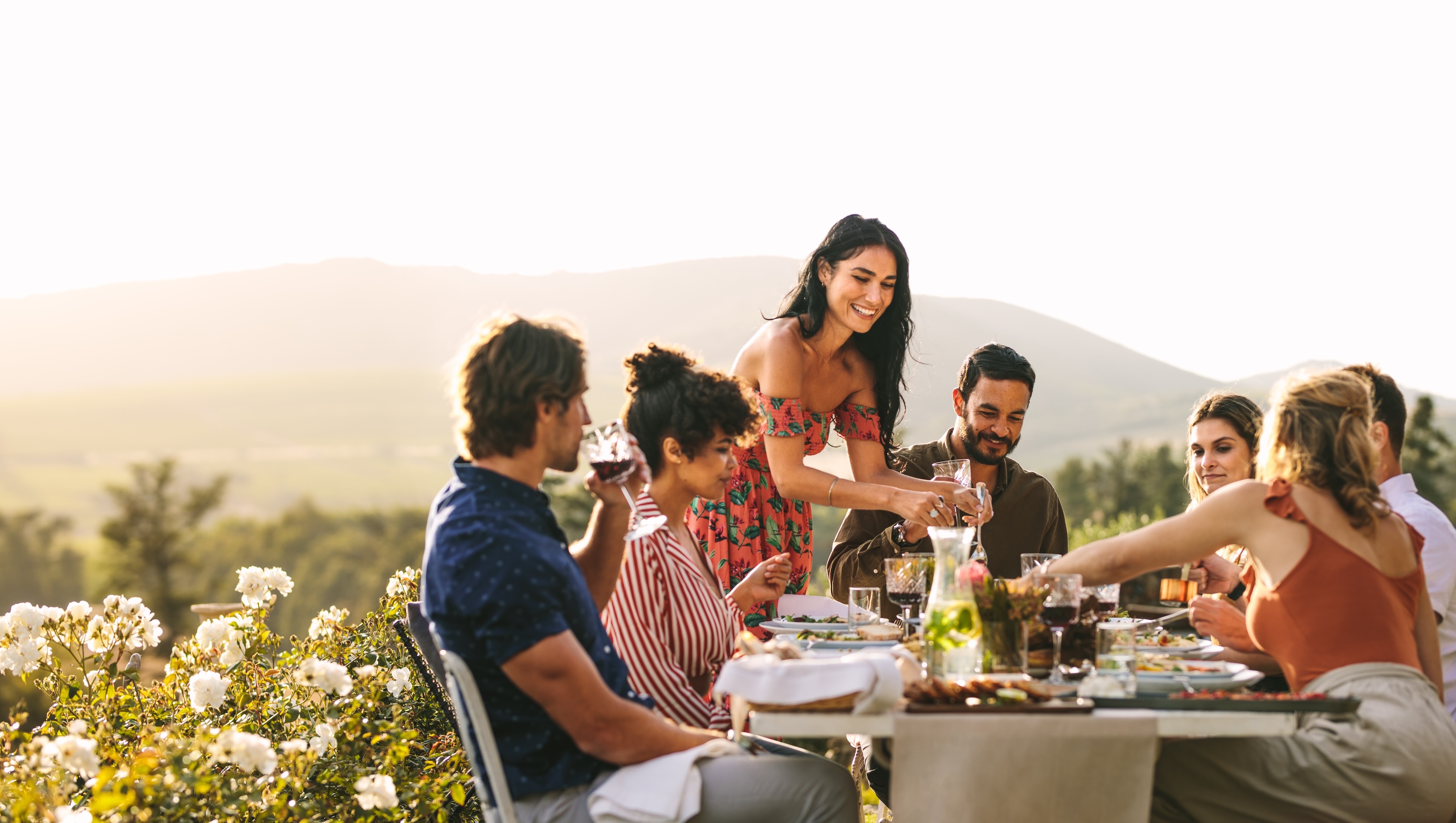 Friends eating stock image