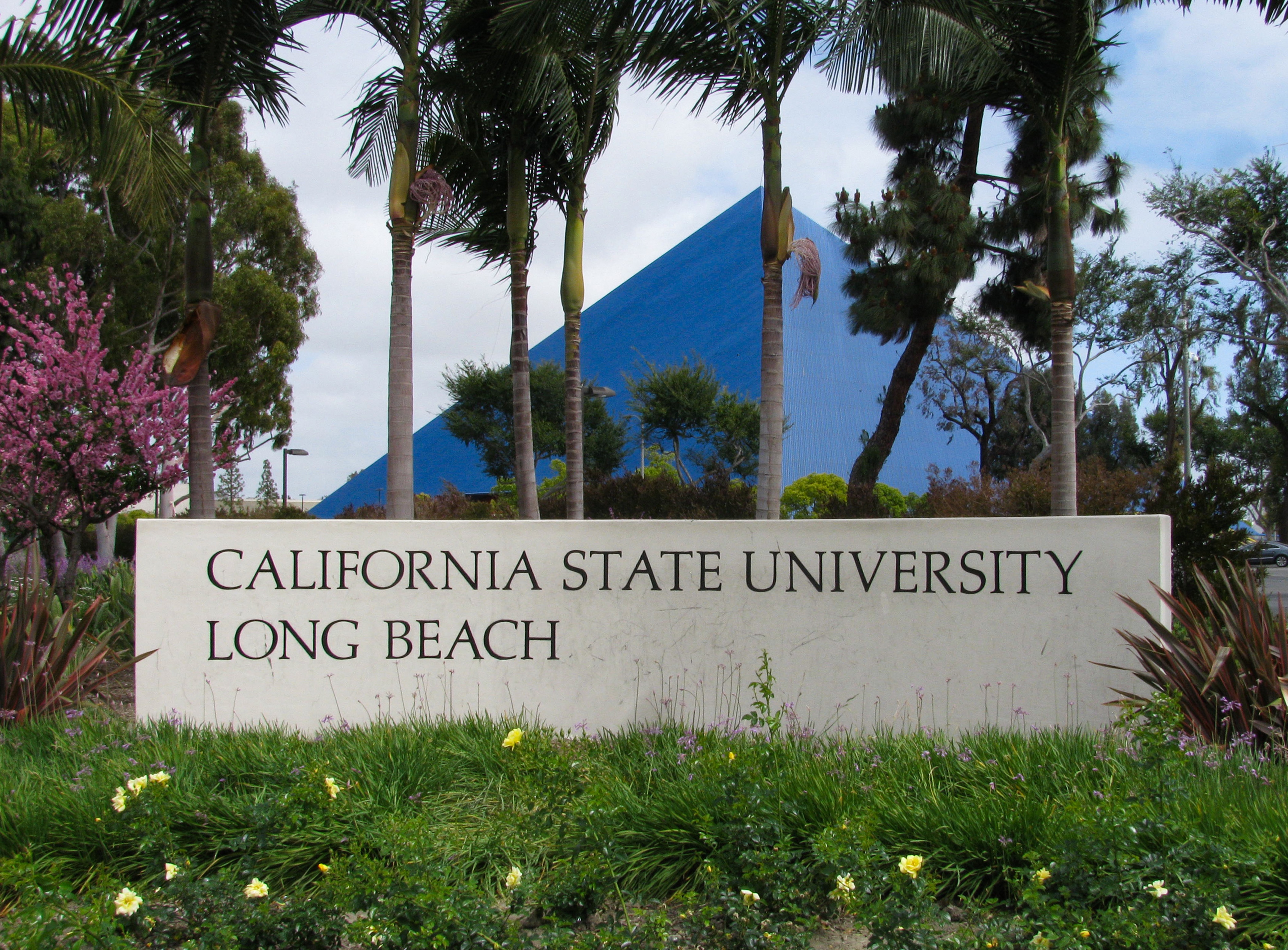 Monument sign for California State University Long Beach stock image