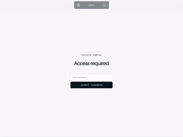 Private portal login page with a password field and submit button on a plain white background.